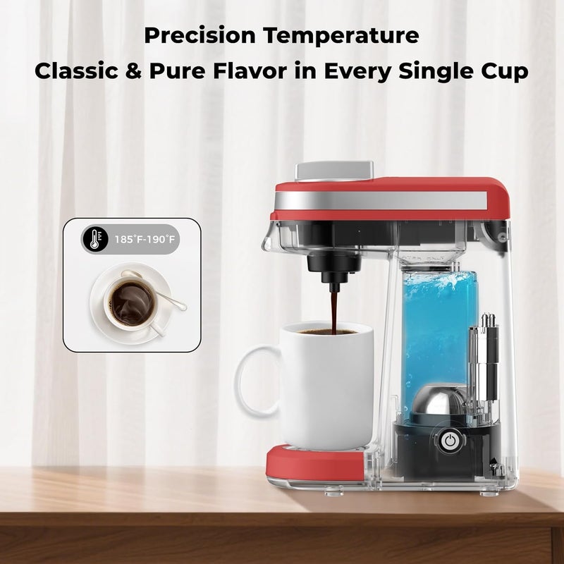 CHULUX Mini Coffee Maker for K Capsule, Single Serve Coffee Maker for One Cup Americano, Lightweight Pod Coffee Machine, Red - Image 4